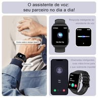 Smartwatch 1.91" LED Full Touch: 100+ Esportes, Chamadas Bluetooth, Assistente Voz - iOS/Android, 2 Pulseiras (Preto) - imagem 5