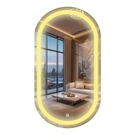 Espelho de Parede Iluminado Oval 50x80cm com LED Touch Dimmer - Jateado Lapidado Moderno - imagem 1