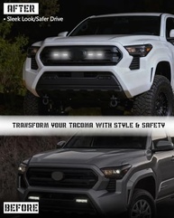SEVEN SPARTA: Kit 4 Luzes LED para Grade Toyota Tacoma 2024-2025+ SR/SR5 - Instalação Plug & Play (Luz Branca, Revestimento Preto) - imagem 3