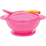 Kit Prato Bowl com Tampa e Colher Buba Toys Rosa - Refeições Práticas e Seguras para Bebês - imagem 1