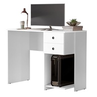 Escrivaninha com Suporte para CPU e 2 Gavetas – Mesa Moderna para Estudo e Trabalho (Branco) - imagem 2