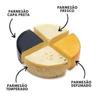Kit 4 Queijos Parmesão Artesanais 550g Serra da Mantiqueira - Tradicional, Temperado, Defumado e Capa Preta. - imagem 2