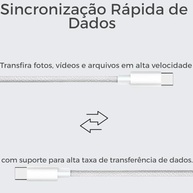 Cabo USB-C Tipo C 60w Trançado De Nylon Compativel com Iphone 15,15 Pro/Max, Compativel iphone16,16 Pro/Max IOS/Android Certificado Premium Reforçado - imagem 4