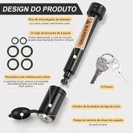 Trava Antirroubo para Engate de Reboque: Segurança e Tranquilidade com 2 Chaves e Tampa à Prova D'água - imagem 4