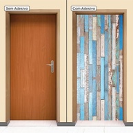 Adesivo Decorativo Porta Ripas de Madeira Tons de Azul - Transforme sua Decoração com Estilo - imagem 4