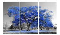 Quadro Decorativo Arvore Azul Royal Trio 60x120 - Transforme Seu Ambiente com Estilo e Arte - imagem 1