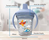 Copo Infantil de Transição Helsim com Alça, Bico e Válvula Antiengasgo - Rosa 170ml - imagem 2
