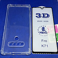 Kit 2 em 1 LG K71: Película 3D + Capa Transparente - imagem 1