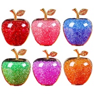 Maçãs de Cristal Decorativas - 6 Peças em Vidro Transparente com Efeito Strass - Ideal para Decoração de Mesa, Escritório e Presentes - imagem 1