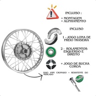 Kit Roda Traseira Completa Honda Biz 100, 110 e 125 + Lona, Rolamento e Bucha - imagem 2
