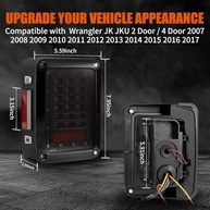 Luzes Traseiras LED MAYELLO para Jeep Wrangler JK/JKU 2007-2018 - Lente Fumê com Freio, Ré e Luz de Corrida (2 Peças) - imagem 4