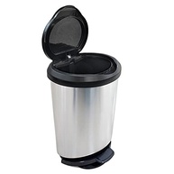 Lixeira com Pedal 45L Borda Trava Sacola - Design Moderno em Aço Escovado - imagem 4