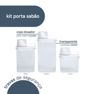 Oikos: Kit 3 Porta Sabão em Pó com Dosador e Travas - imagem 2