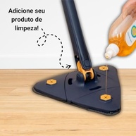 Mop Triangular Giratório 360° com Microfibra Lavável - Limpeza Eficiente em Cantos Difíceis - imagem 4