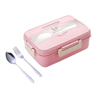 Lunch Box Palha de Trigo com Talheres - 3 Peças Ecológicas com Compartimentos e Vedação Total - imagem 1