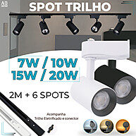Trilho LED 2m com 6 Spots + Conector Bivolt - imagem 1