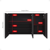 Espelheira Trindade 3 Portas com Amortecedores – Design Moderno e Funcionalidade Premium - imagem 3