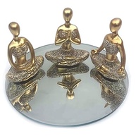 Trio Decorativo Yoga com Espelho e Base - Resina e Vidro para Meditação e Decoração Zen - imagem 5