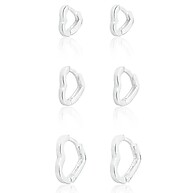 Trio de Argolas Click Coração Prata 925 – Elegância que Dura - imagem 1
