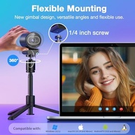 EMEET Webcam 4K, webcam S600 com tripé, 2 microfones de redução de ruído, FOV ajustável de 40° a 73°, foco automático PDAF, capa de privacidade integrada, câmera de streaming para jogos, chamadas de - imagem 2
