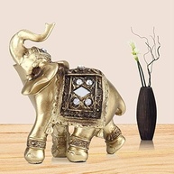 Estátua de Elefante Dourada com Tronco para Cima - Simboliza Sorte, Riqueza e Proteção para Casa e Escritório - imagem 5