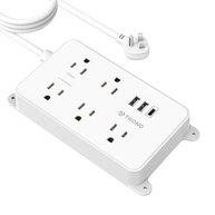 TROND Filtro de Linha com USB: 5 Tomadas + 3 Portas USB, Cabo 3m, Proteção 1300J, Plugue Plano e Montável na Parede (Branco) - imagem 2
