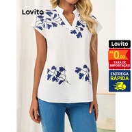 Blusa Lovito Básica Gola V Sem Manga com Estampa Tropical - imagem 2