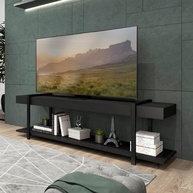 Rack para TV Habitat Preto com Tubos Carraro - Moderno e Funcional - imagem 1