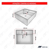 Cuba Lavabo Quadrada 42x42 em Porcelana Branca - Tubrax - imagem 2
