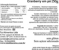 TUI ALIMENTOS Cranberry Em Pó - 150 G - imagem 2