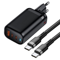 Carregador Turbo 65W 3 Saídas USB-C/USB para iPhone, iWatch, AirPods e Mais - Preto - imagem 1