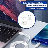 Carregador Turbo 40W PowerDuo iPhone/iPad: Carga Rápida USB-C e USB-A + Cabo Reforçado - imagem 4