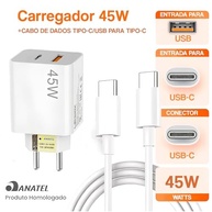 Carregador Turbo 45W Dupla Porta (USB-C PD + USB-A QC3) + Cabo Tipo C 1m | Compatível Samsung, iPhone 15, Motorola, Notebooks - imagem 3