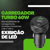 Carregador Veicular Turbo 60W A'Gold: Dual USB + Tipo-C, Power Delivery & QC 3.0 para Celular, iPhone, Samsung e Tablets - imagem 3