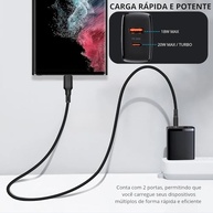 Carregador Turbo 20W Universal: Samsung, Motorola, iPhone 15/16 - Rápido Android/iOS + Cabo USB-C 1m - imagem 4