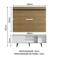 Rack Madesa Dubai com Painel para TV até 65" | Design Moderno em Branco/Rústico - imagem 3