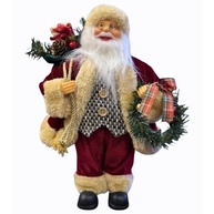 Papai Noel 30cm Colete Tweed Enfeite Natalino Premium com Guirlanda - imagem 2
