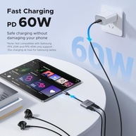 UGREEN Adaptador USB-C 2 em 1: Carregamento Rápido PD 60W e Áudio P2 3.5mm - imagem 4