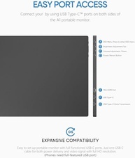 Monitor Portátil ARZOPA 15,6'' FHD 1080P - Monitor Ultra Fino para Laptop com Suporte - Display IPS para PC, MAC, Celular, Xbox, PS5 - Conectividade USB C e HDMI -A1 - imagem 4