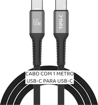 Cabo USB-C Tipo C Turbo 60W Premium Ultra Rápido Nylon Trançado e Reforçado Android e Iphone Notebook Tablet Carregamento Transferência de Dados - imagem 1