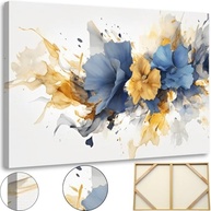 Quadro Decorativo Canvas Flores Abstratas Azul e Dourado | Impressão 4K Ultra HD - imagem 5