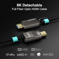 Cabo HDMI 2.1 RUIPRO Fibra Ótica 8K 33ft - Ultra Rápido 48Gbps, HDR Dinâmico, eARC | Perfeito para PS5, Xbox Series X, TVs 8K - imagem 3