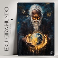 Exú Gira Mundo - Quadro Decorativo Exclusivo Umbanda e Candomblé | Arte Expressionista 28x20cm - imagem 4