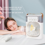 Ventilador Portátil com Função de Umidificador e Climatizador | Mini Ar Condicionado com Luz LED e Compartimento para Gelo - imagem 5
