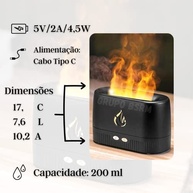 Umidificador Aromatizador com Efeito Chamas LED - Ambiente Relaxante e Perfumado - imagem 5