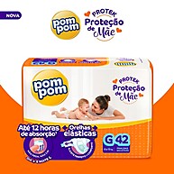 Fraldas Pom Pom Derma Protek Mega G: Kit com 168 Unidades - imagem 2