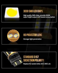 LUYED Lâmpada LED 3157: Ilumine Sua Segurança com Brilho Intenso e Durabilidade (2 Unidades) - imagem 5