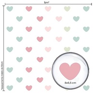 Adesivo de Parede Infantil Corações Rosa e Verde - 55 Unidades para Decoração de Quarto de Menina - imagem 3