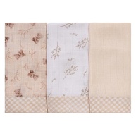 Pano de Boca Bebê 34cmx40cm 100% Algodão Baby Joy - 3 Unidades com Estampa Urso Bege - imagem 2