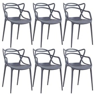 Cadeiras Allegra - Kit com 6 Unidades em Polipropileno, Design Moderno, Empilháveis - Cinza Escuro - imagem 2